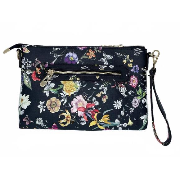 NEW PROYA FASHION women's emeline clutch bag in black floral